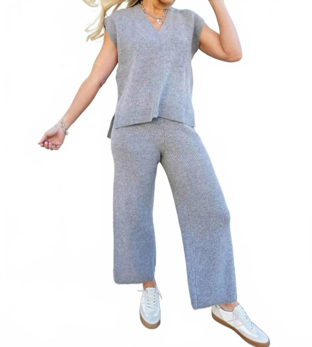 NEW MIOU MUSE women's cropped sweater pants in grey
